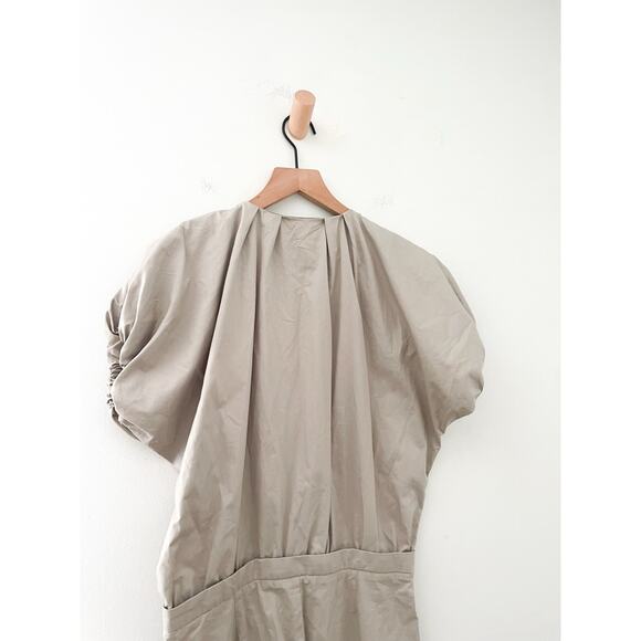 NWT Zara Voluminous Jumpsuit XS Khaki Beige Zip Flight Suit Utility Minimalist - Picture 9 of 12